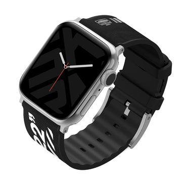 Apple Watch 44mm SkinArma Taihi Sora Text Patterned Leather Look Silicone Band Blue 