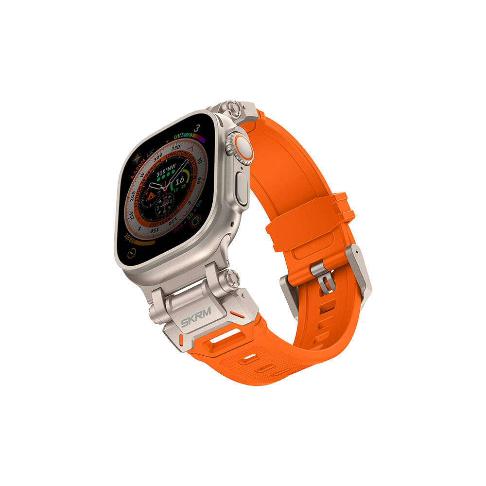 Apple Watch 44mm SkinArma Titon Series Breathable Perforated Silicone Band Orange 