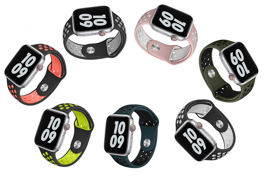 Apple Watch 44mm Wiwu Dual Color Sport Band Silicone Strap Black-White
