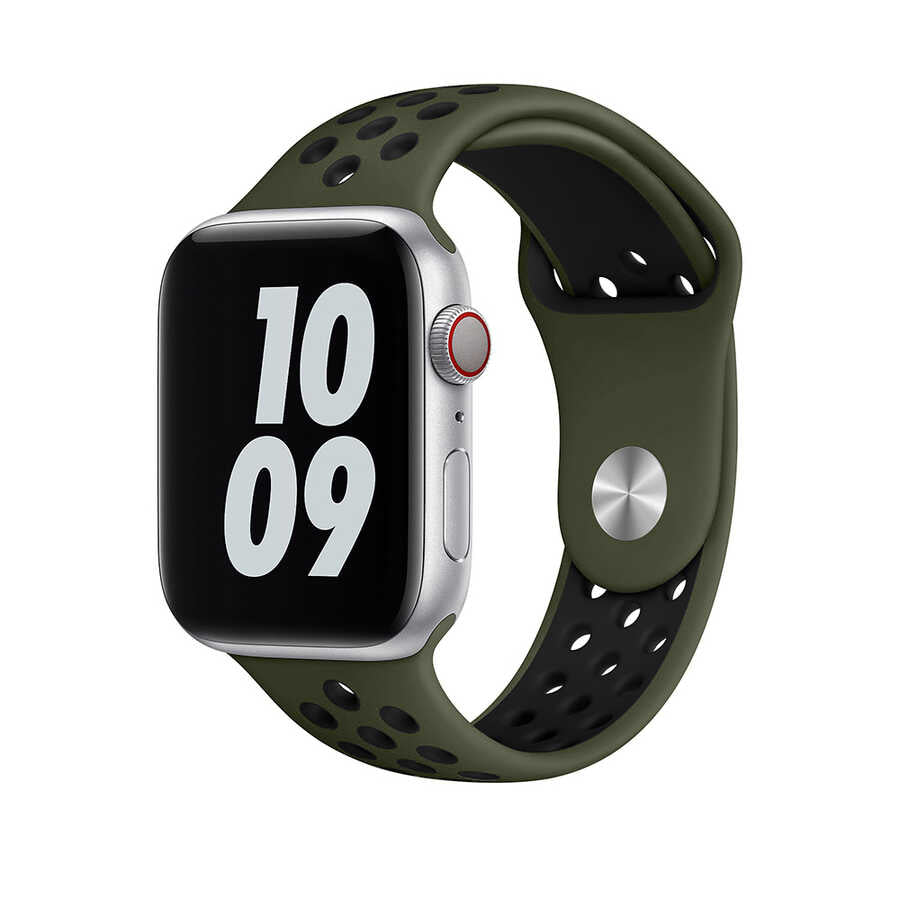 Apple Watch 44mm Wiwu Dual Color Sport Band Silicone Strap Black-Red