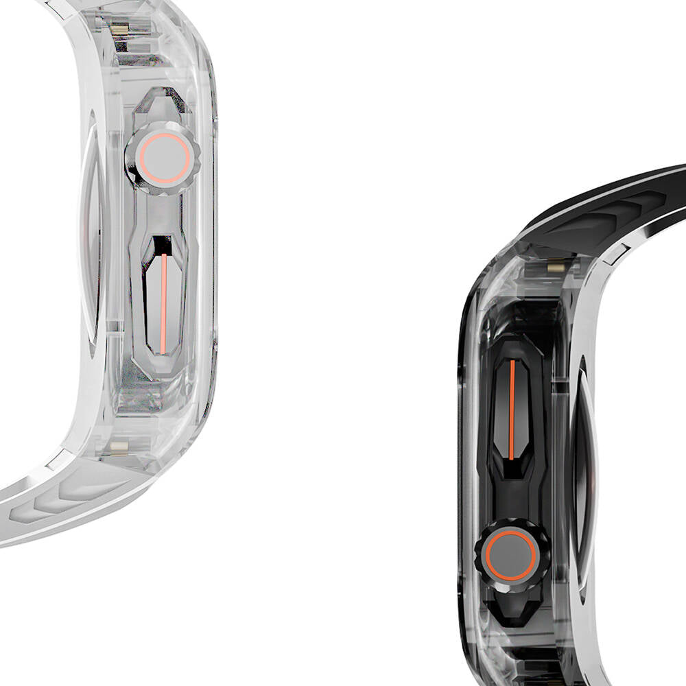 Apple Watch 44mm Wiwu Wi-WB013 Rambo Series 2in1 Transparent PC Case Protector Rubber Strap White 