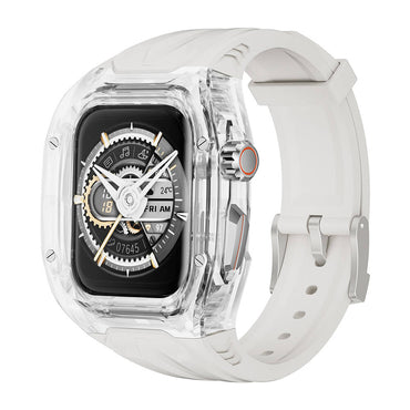 Apple Watch 44mm Wiwu Wi-WB013 Rambo Series 2in1 Transparent PC Case Protector Rubber Strap White 