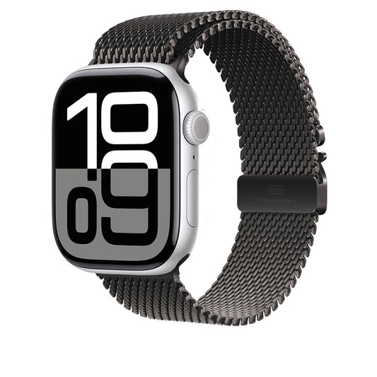 Apple Watch 44mm Zore KRD-100 Titanyum Hasır Kordon Siyah-Titanyum