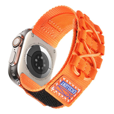 Apple Watch 44mm Zore KRD-112 Orbital Braided Rope Design Nylon Fabric Mesh Band Orange 