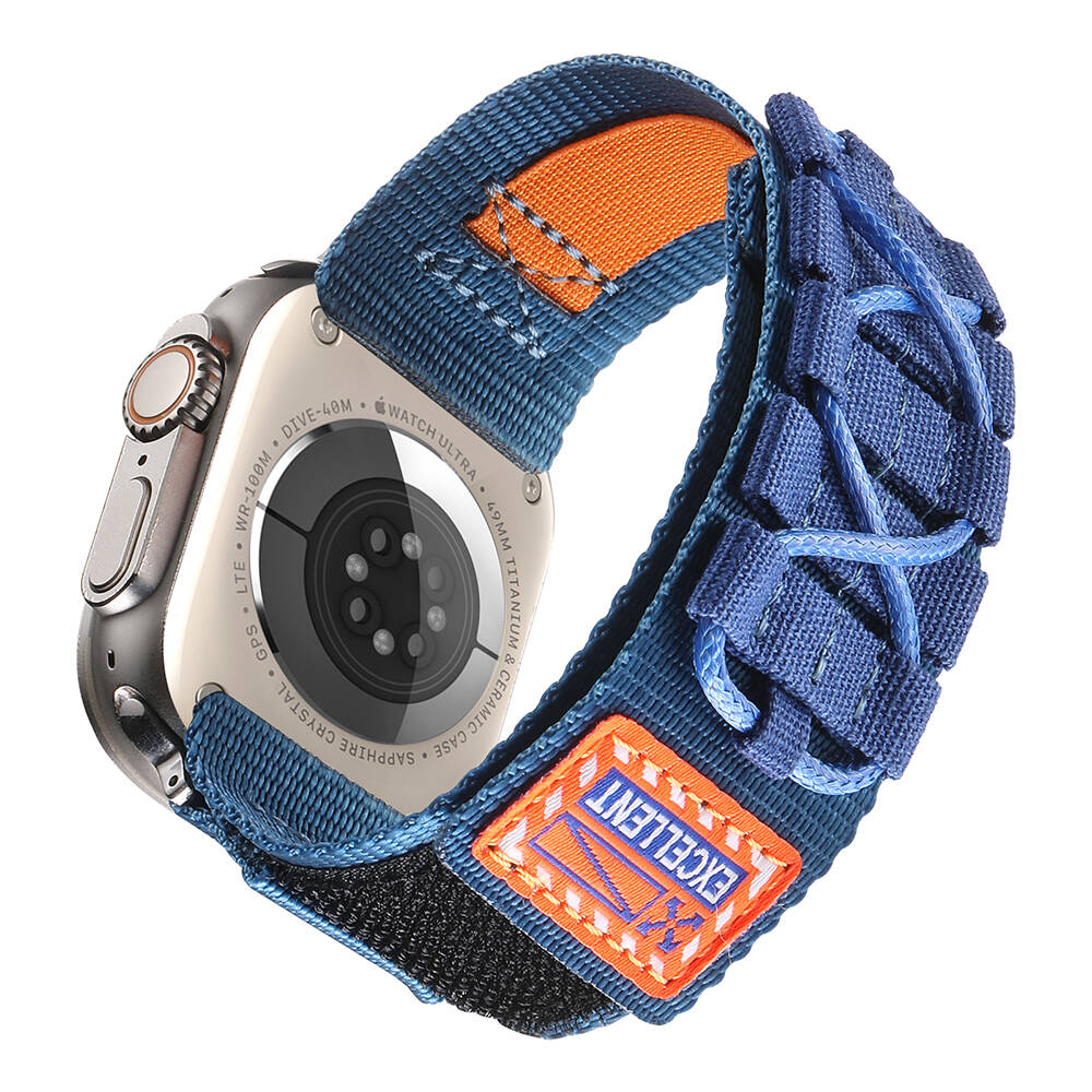 Apple Watch 44mm Zore KRD-112 Orbital Braided Rope Design Nylon Fabric Mesh Band Blue 