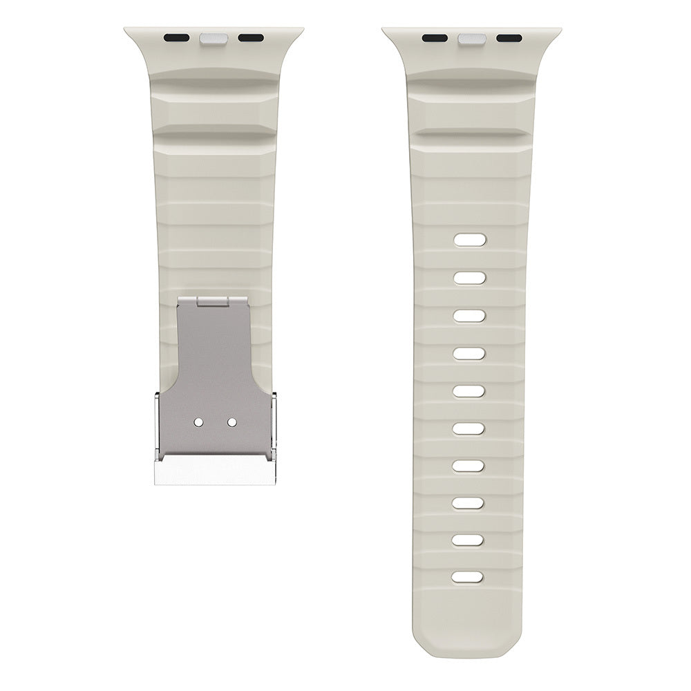 Apple Watch 44mm Zore KRD-145 Metal Buckle Silicone Band Starlight 