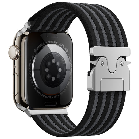 Apple Watch 45mm Zore KRD-133 Nylon Fabric Braided Strap Black 