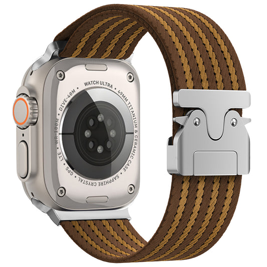 Apple Watch 49mm Zore KRD-133 Nylon Fabric Braided Strap Brown 