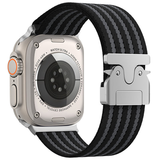 Apple Watch 49mm Zore KRD-133 Nylon Fabric Braided Strap Black 