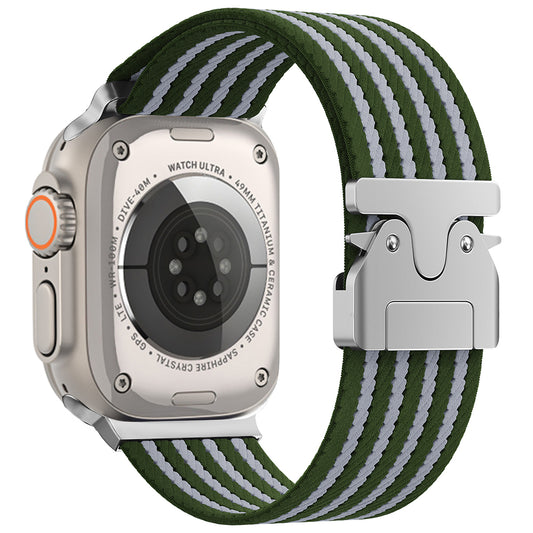 Apple Watch 49mm Zore KRD-133 Nylon Fabric Mesh Braided Strap Green 