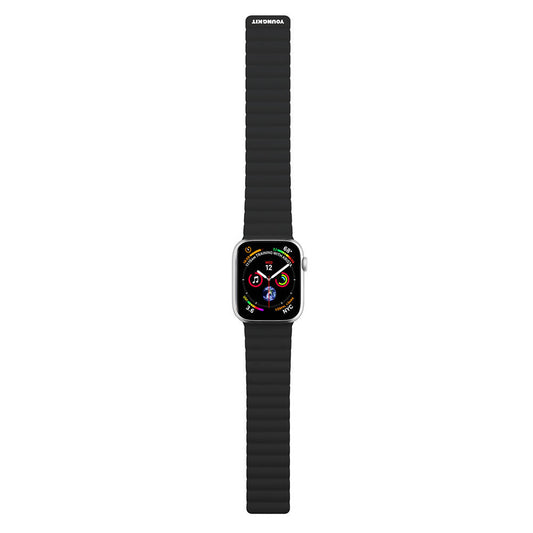 Apple Watch 7 41mm Strap Youngkit Classical Magnetic Snap-on Silicone Strap Black 