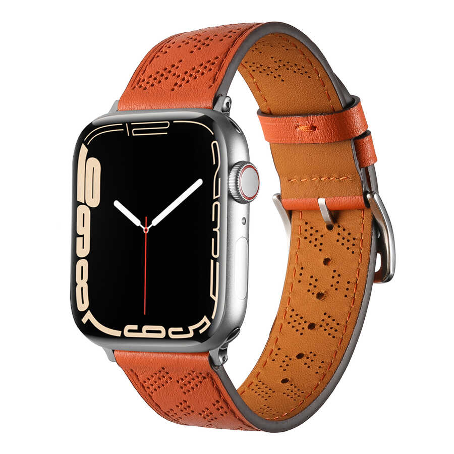 Apple Watch 7 41mm KRD-76 PU Deri Kordon Strap Kayış