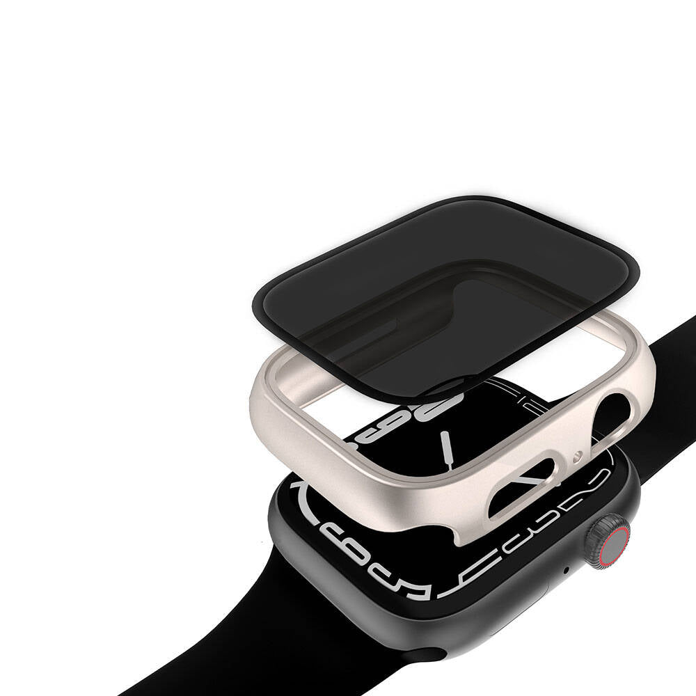 Apple Watch 7 41mm Hard PC Case and Privacy Ghost Screen Protector Zore Watch Gard 32 Black 
