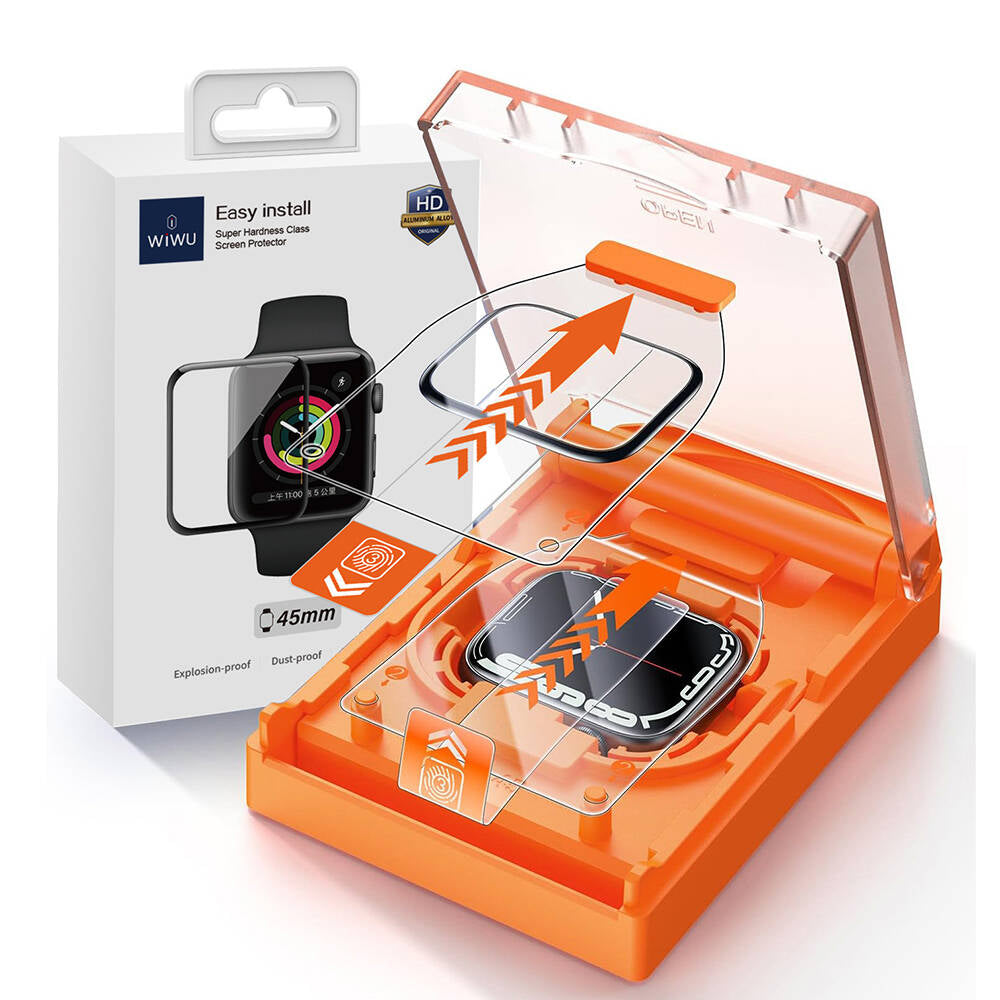 Apple Watch 7 41mm Wiwu Wi-JD105 Easy Install PMMA Pet Screen Protector + Easy Application Tool Black 