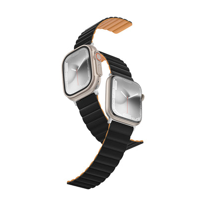 Apple Watch 7 45mm Amazingthing Smoothie Mag Magnetik Tak Çıkar Silikon Strap Kayış Gri-Mavi