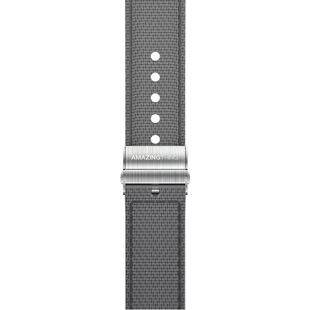 Apple Watch 7 45mm Amazingthing Titan Swift Deri Dokulu Silikon Kordon Gri
