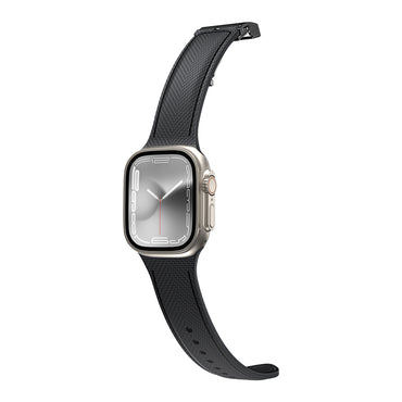 Apple Watch 7 45mm Amazingthing Titan Swift Deri Dokulu Silikon Kordon