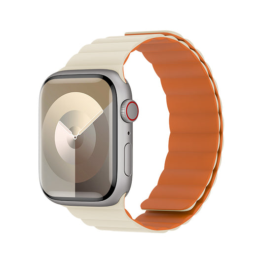 Apple Watch 7 45mm Benks Magnetic Snap-On Silicone Strap Starlight-Orange 