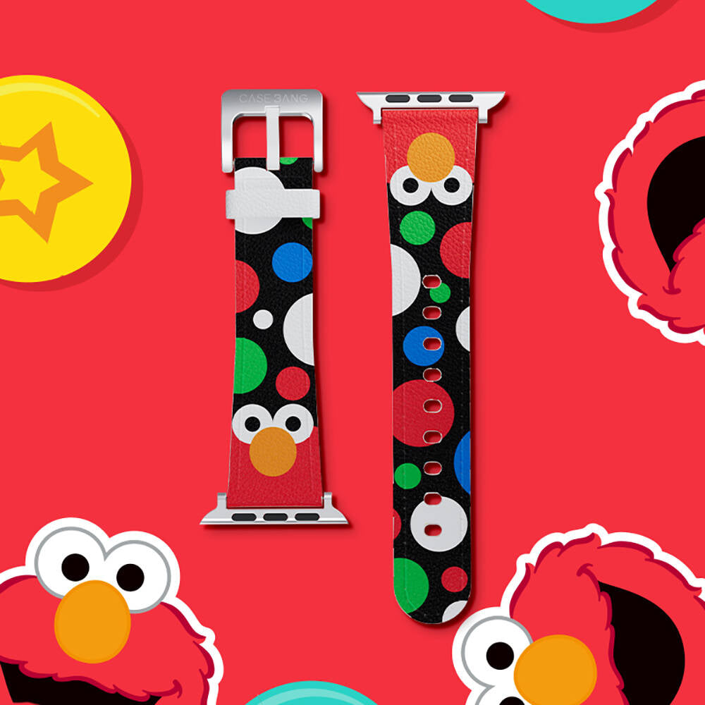 Apple Watch 7 45mm Casebang Sesame Street Serisi Deri Saat Kordon Kırmızı