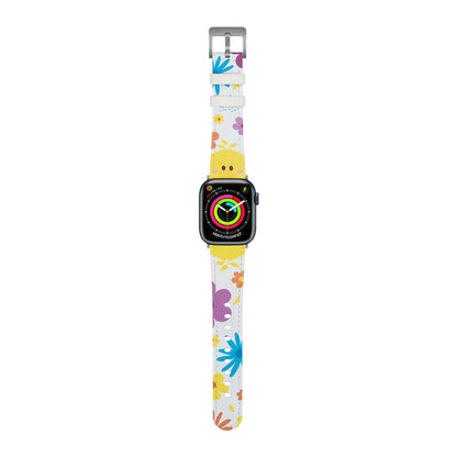 Apple Watch 7 45mm Casebang Sesame Street Serisi Deri Saat Kordon Sarı