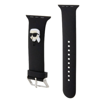 Apple Watch 7 45mm Karl Lagerfeld Orjinal Lisanslı İkonik Karl Head Logolu Silikon Kordon Beyaz
