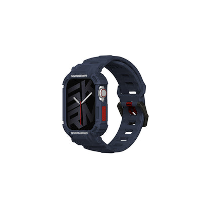 Apple Watch 7 45mm Skinarma Mecha 2in1 TPU Kasa Koruyucu + Silikon Kordon Lacivert
