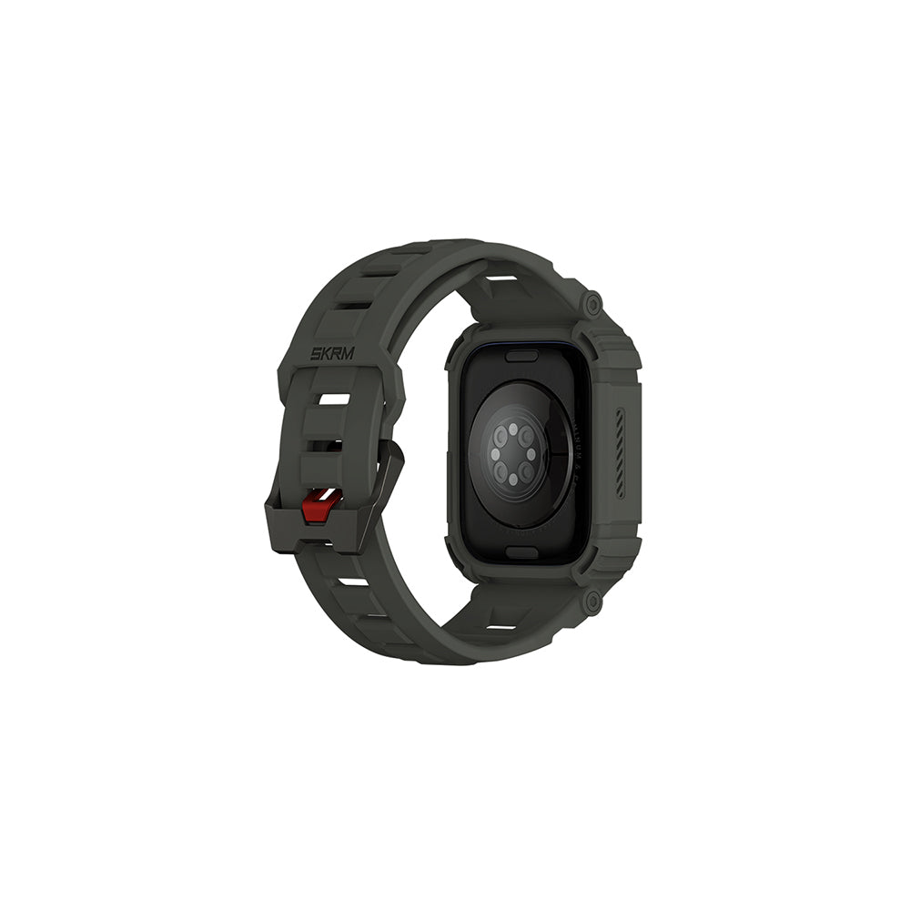 Apple Watch 7 45mm Skinarma Mecha 2in1 TPU Kasa Koruyucu + Silikon Kordon Yeşil