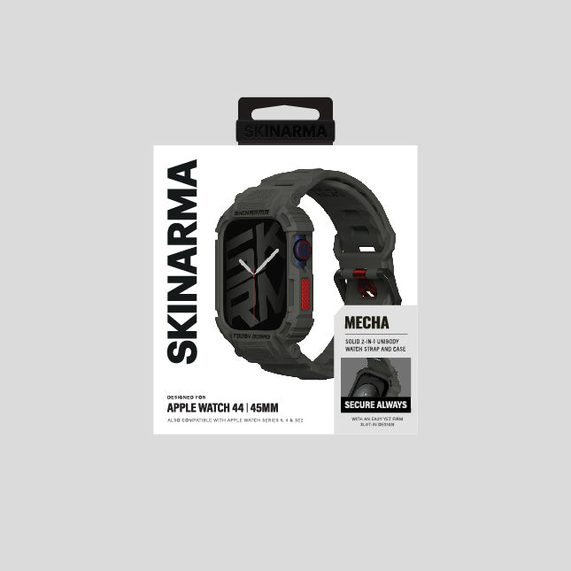 Apple Watch 7 45mm Skinarma Mecha 2in1 TPU Kasa Koruyucu + Silikon Kordon Lacivert