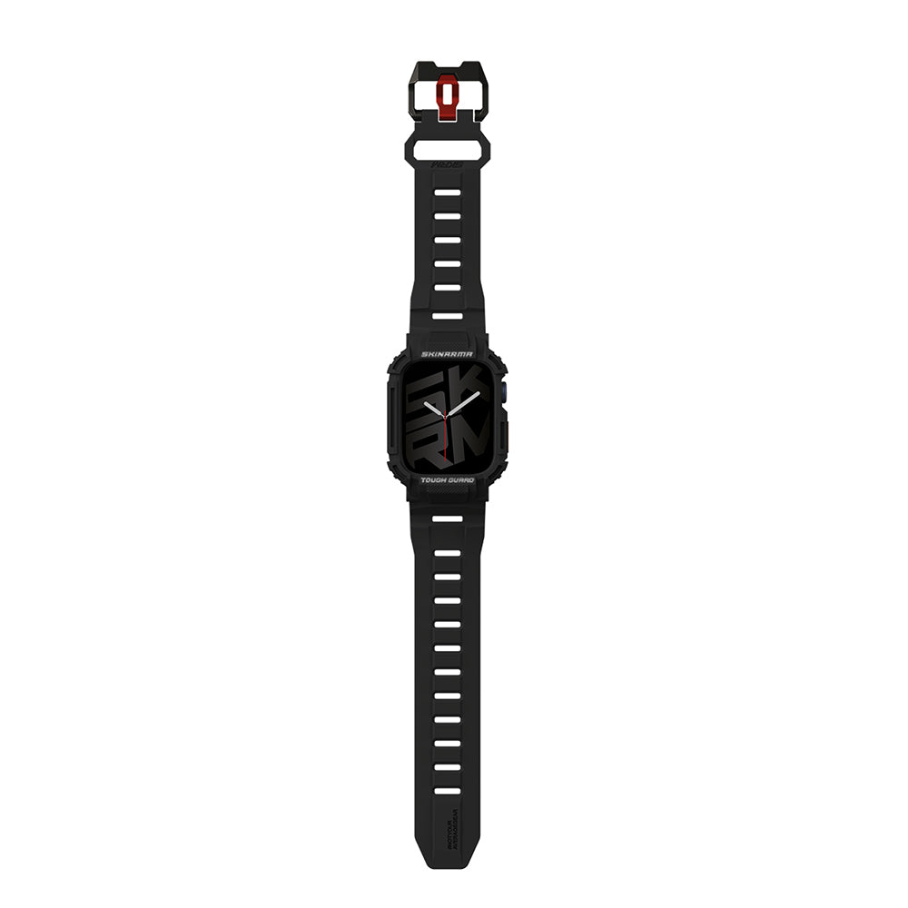 Apple Watch 7 45mm Skinarma Mecha 2in1 TPU Kasa Koruyucu + Silikon Kordon Açık Gri