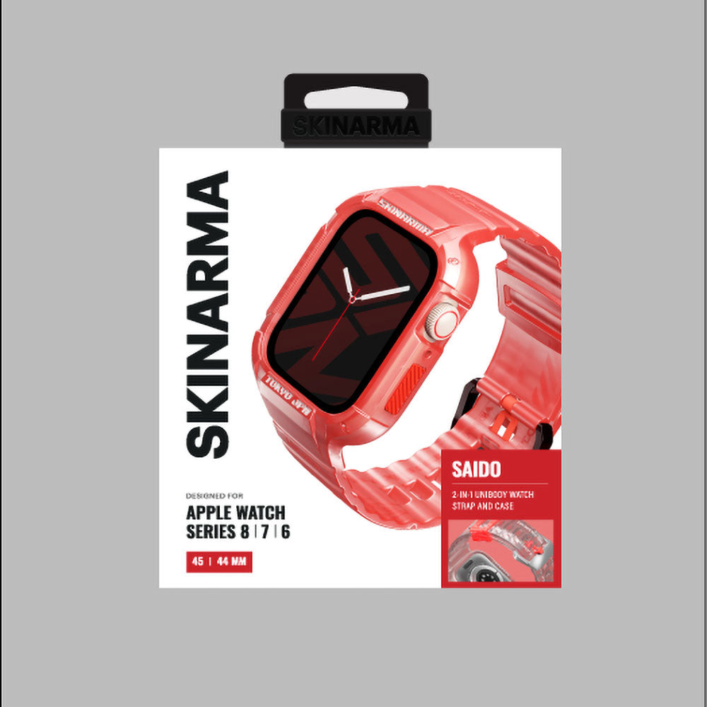 Apple Watch 7 45mm SkinArma Saido Hard PC Case Protective Silicone Band Blue 