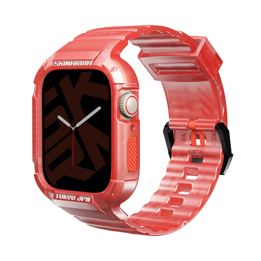 Apple Watch 7 45mm SkinArma Saido Hard PC Case Protector Silicone Band Red 