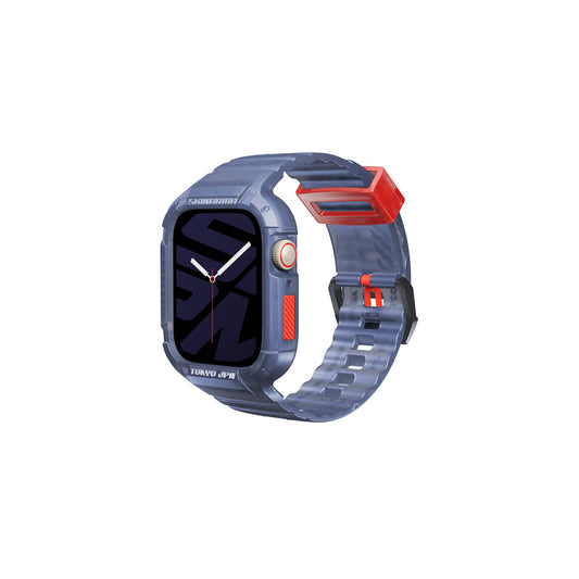 Apple Watch 7 45mm SkinArma Saido Hard PC Case Protector Silicone Band Navy Blue 