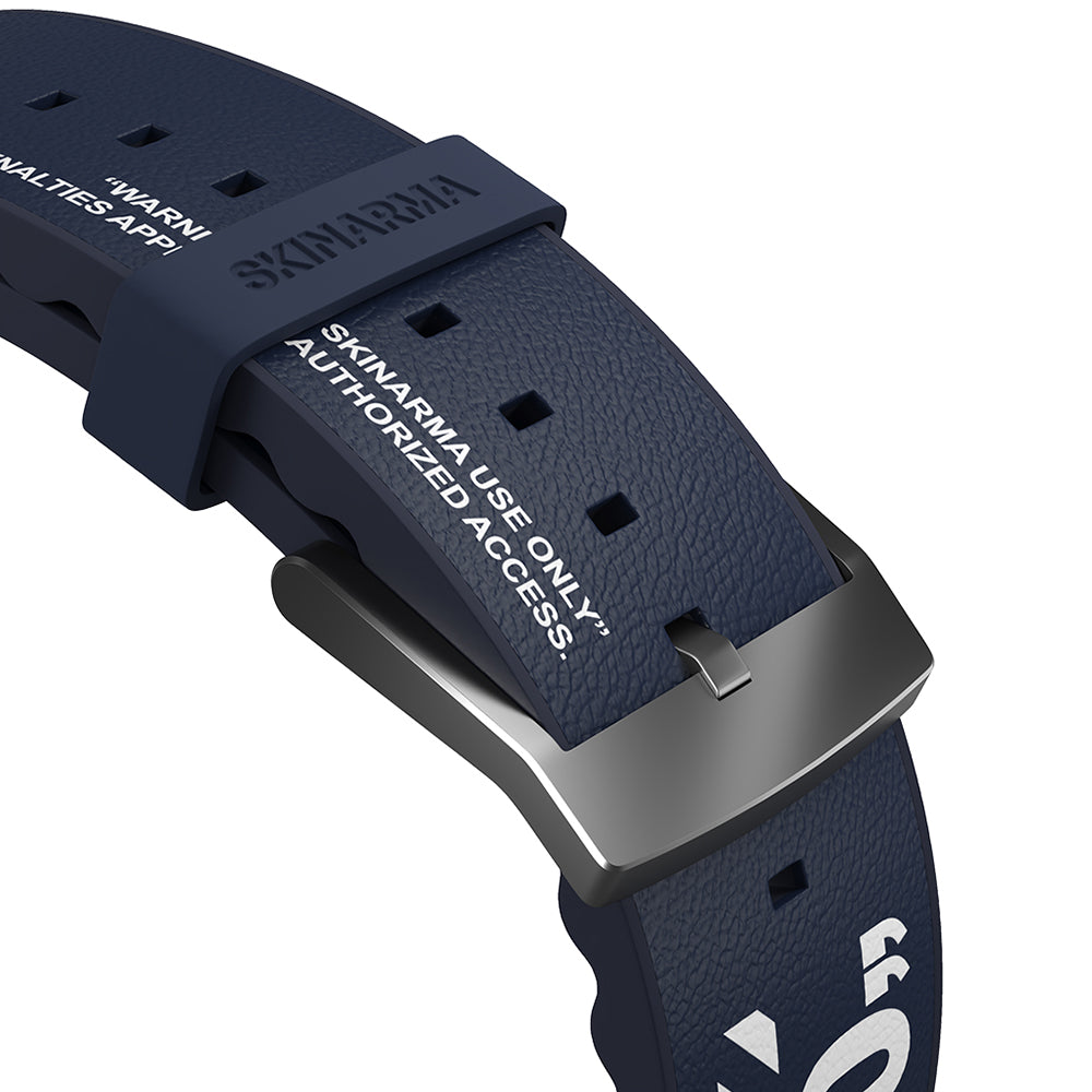 Apple Watch 7 45mm SkinArma Taihi Sora Text Patterned Leather Look Silicone Band Blue 