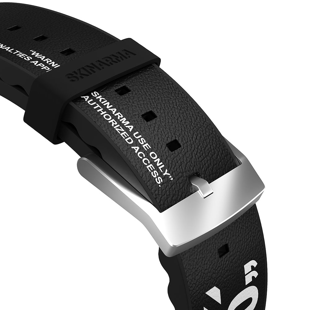 Apple Watch 7 45mm SkinArma Taihi Sora Text Patterned Leather Look Silicone Band Black 