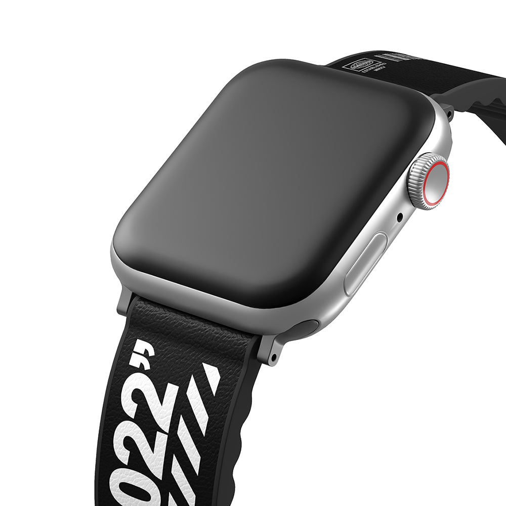Apple Watch 7 45mm SkinArma Taihi Sora Text Patterned Leather Look Silicone Band Black 
