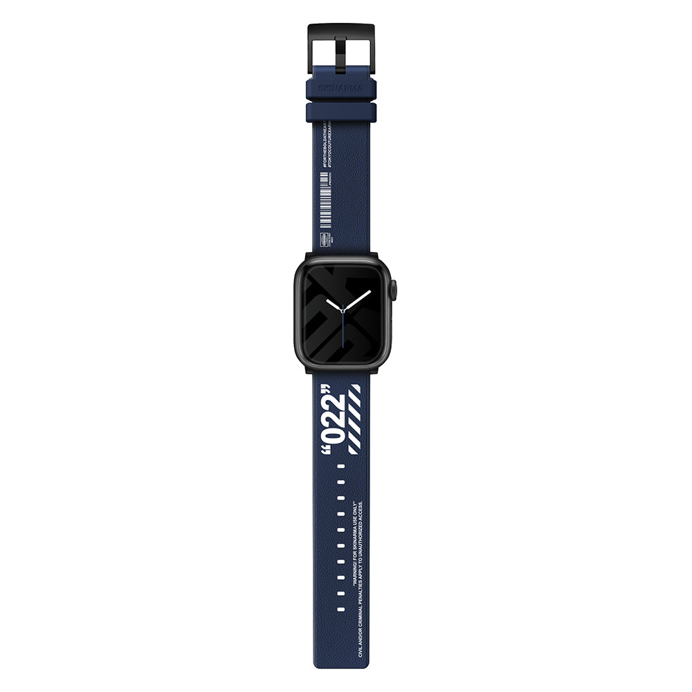 Apple Watch 7 45mm SkinArma Taihi Sora Text Patterned Leather Look Silicone Band Black 