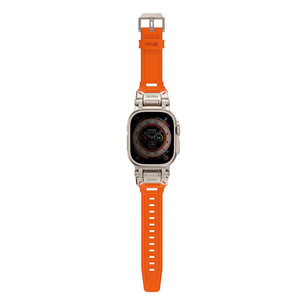 Apple Watch 7 45mm SkinArma Titon Series Breathable Perforated Silicone Band Orange 