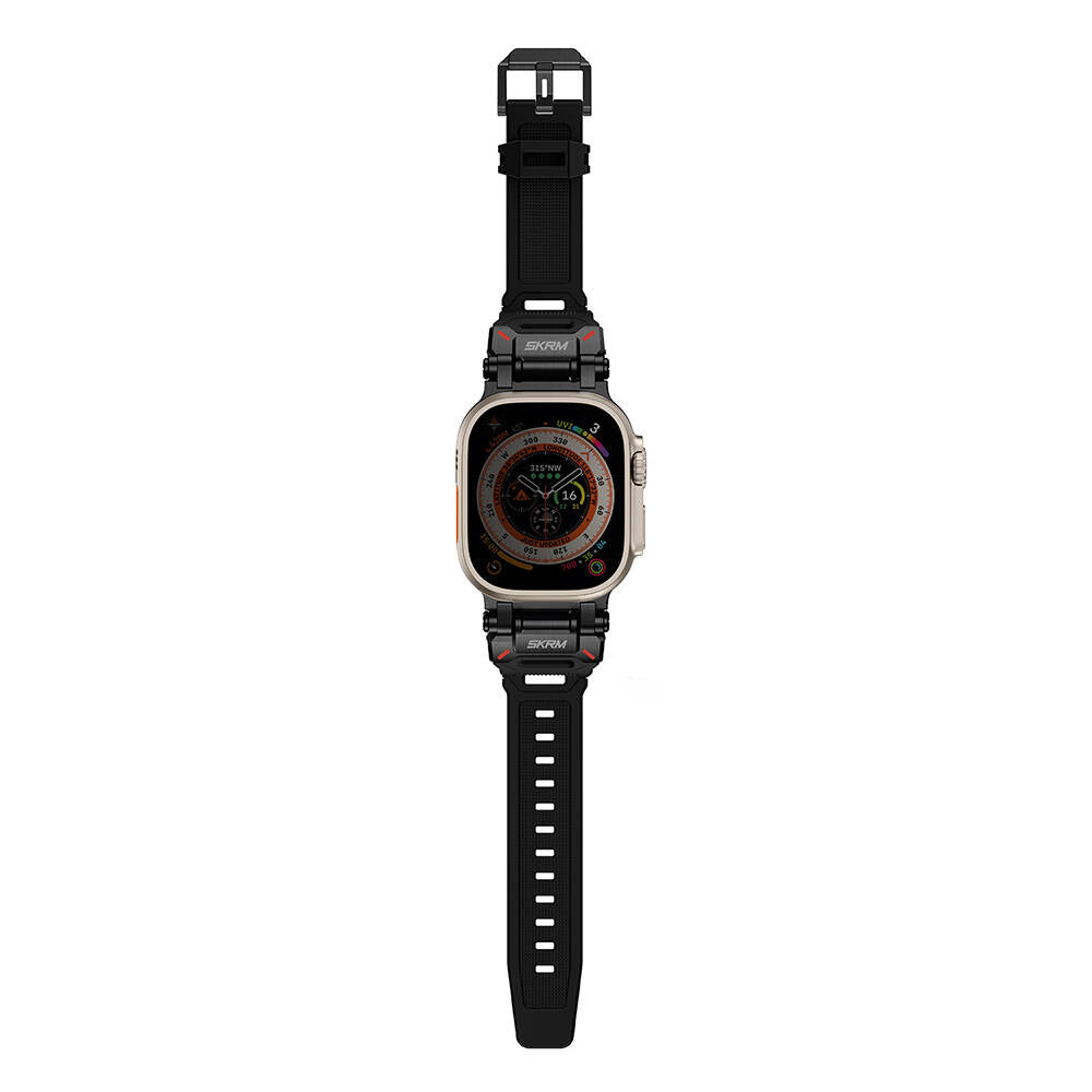 Apple Watch 7 45mm SkinArma Titon Series Breathable Perforated Silicone Band Orange 