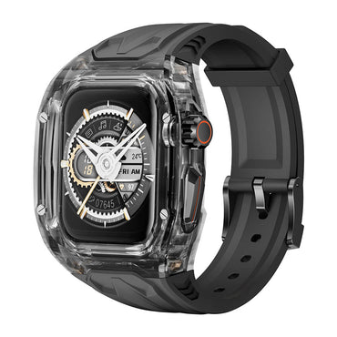 Apple Watch 7 45mm Wiwu Wi-WB013 Rambo Series 2in1 Transparent PC Case Protector Rubber Strap White 