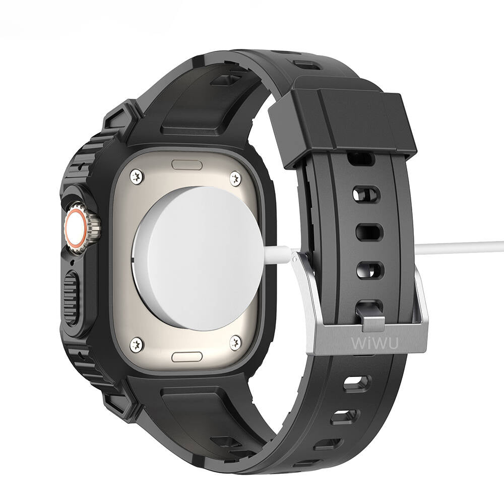 Apple Watch 7 45mm Wiwu Wi-WB014 Armor Series 2in1 Hard PC Case Protective Silicone Band Black 