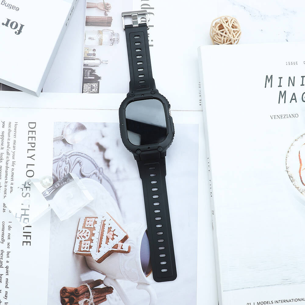 Apple Watch 7 45mm Wiwu Wi-WB014 Armor Series 2in1 Hard PC Case Protective Silicone Band Black 