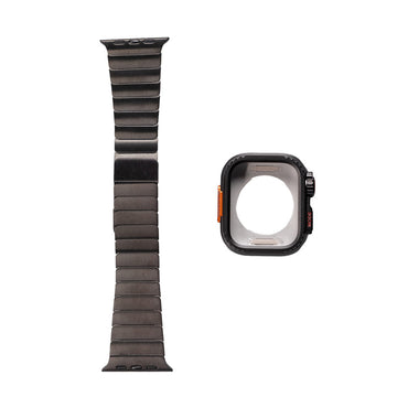 Apple Watch 7 45mm Zore KRD-126 Hard Case Protector Metal Band Silver 