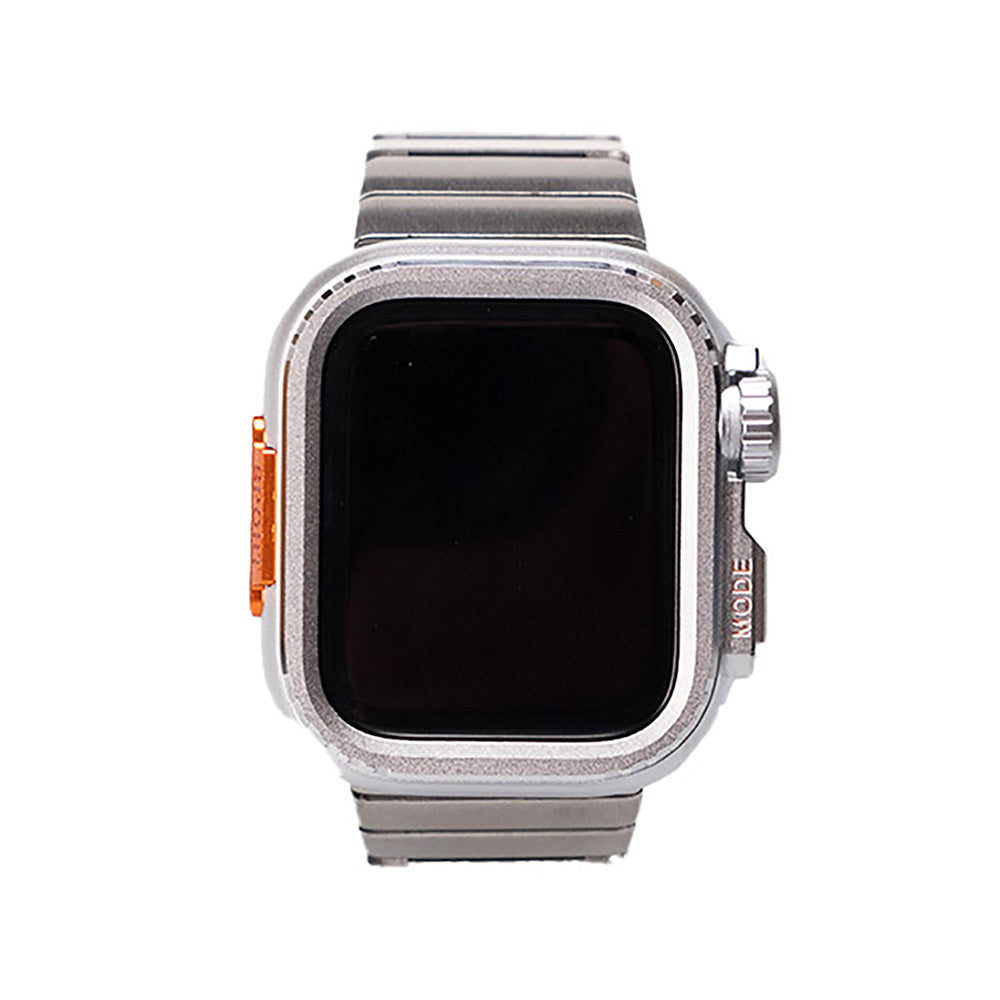 Apple Watch 7 45mm Zore KRD-126 Hard Case Protector Metal Band Starlight 