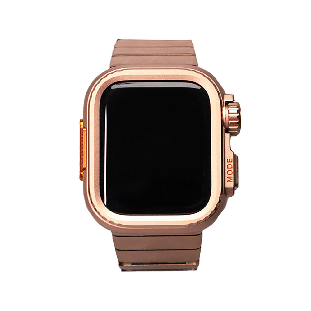 Apple Watch 7 45mm Zore KRD-126 Hard Case Protector Metal Band Silver 