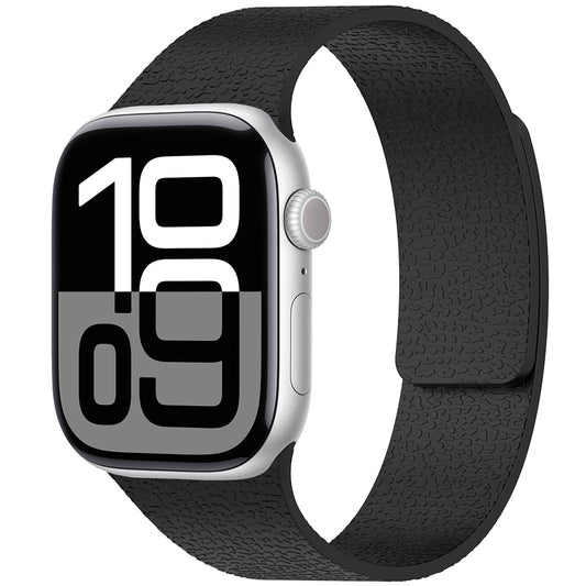 Apple Watch 7 45mm Zore KRD-136 Kabartma Desenli Silikon Kordon Siyah