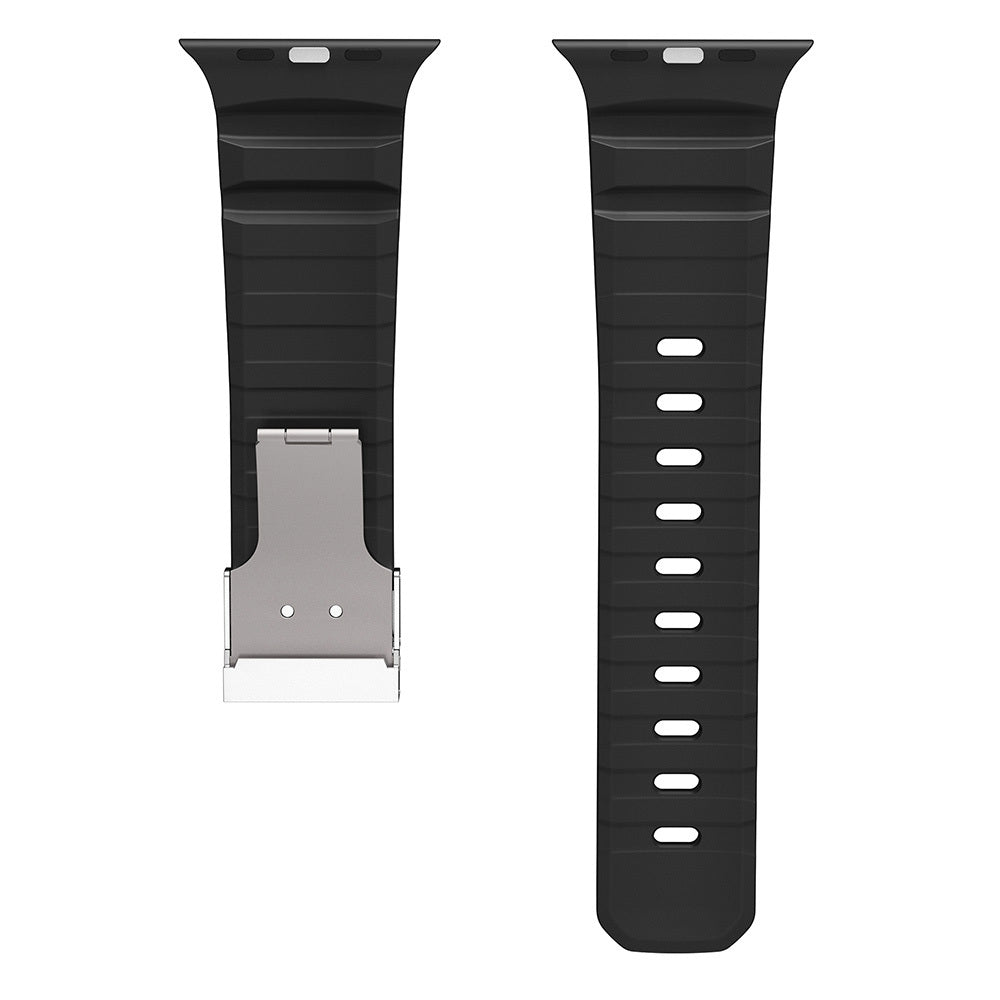 Apple Watch 7 45mm Zore KRD-145 Metal Buckle Silicone Band Starlight 