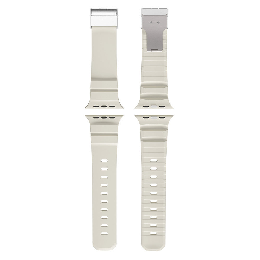 Apple Watch 7 45mm Zore KRD-145 Metal Buckle Silicone Band Starlight 