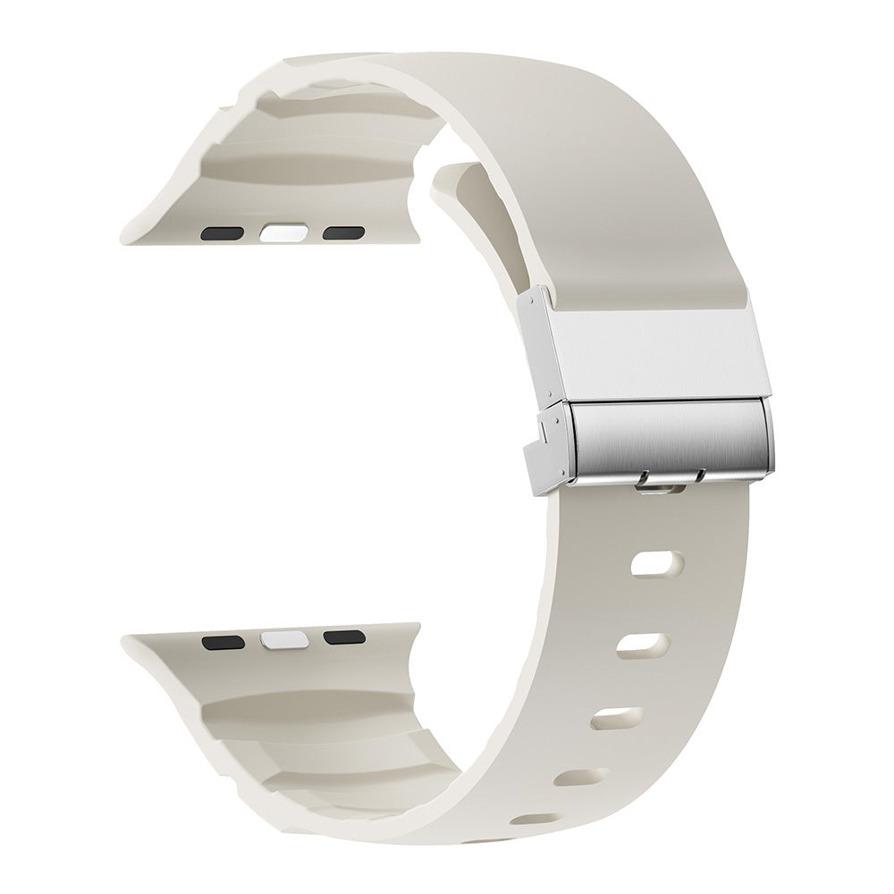 Apple Watch 7 45mm Zore KRD-145 Metal Buckle Silicone Band Starlight 