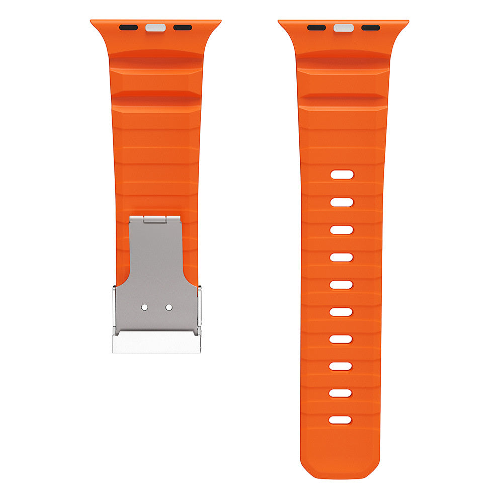 Apple Watch 7 45mm Zore KRD-145 Metal Buckle Silicone Band Starlight 