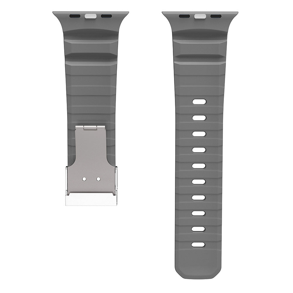 Apple Watch 7 45mm Zore KRD-145 Metal Buckle Silicone Band Starlight 